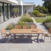 Moderner Gartentisch DESIGNO 200cm natur greige Aluminium wetterfest X-Gestell