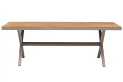 Moderner Gartentisch DESIGNO 200cm natur greige Aluminium wetterfest X-Gestell
