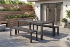 Moderner Gartentisch DESIGNO 205cm anthrazit schwarz Aluminium wetterfest