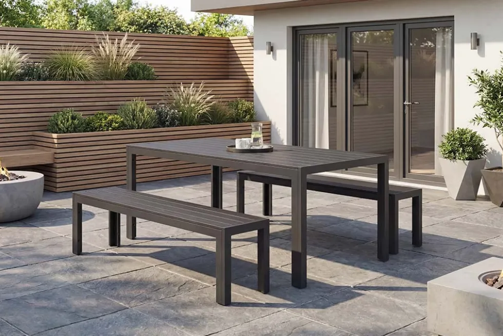 Moderner Gartentisch DESIGNO 205cm anthrazit schwarz Aluminium wetterfest