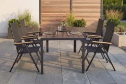Moderner Gartentisch DESIGNO 150cm dunkelbraun schwarz Aluminium wetterfest