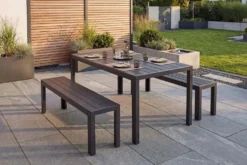 Moderner Gartentisch DESIGNO 150cm anthrazit schwarz Aluminium wetterfest Outdoor Esstisch