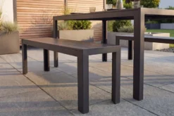 Moderner Gartentisch DESIGNO 150cm anthrazit schwarz Aluminium wetterfest Outdoor Esstisch