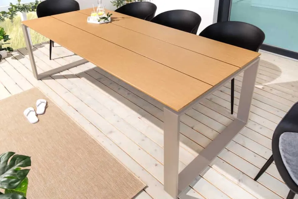 Moderner Gartentisch FLOATING 210cm greige Aluminium wetterfest Outdoor Esstisch