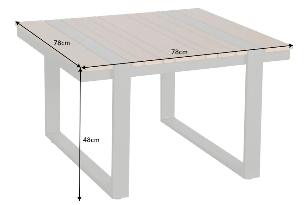 Moderner Gartentisch TAMPA LOUNGE 80cm anthrazit Aluminium wetterfest Outdoor Balkontisch