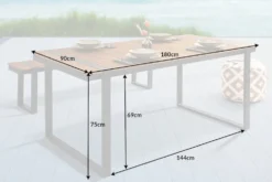 Moderner Gartentisch TAMPA LOUNGE 180cm grau natur Aluminium Outdoor Esstisch wetterfest