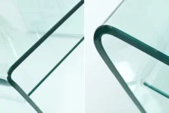 Moderner Glas Couchtisch FANTOME 70cm Trapez mit Ablage transparent