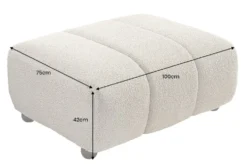 Moderner Hocker ADLON 100cm champagner greige Bouclé Federkern Fußhocker Sitzhocker