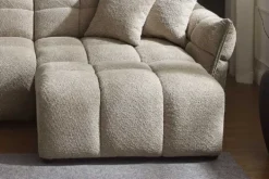 Moderner Hocker CLOUD 100cm champagner greige Bouclé Federkern Fußhocker Sitzhocker
