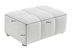 Moderner Hocker CLOUD 100cm grau Bouclé Federkern Fußhocker Sitzhocker