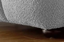 Moderner Hocker CLOUD 100cm grau Bouclé Federkern Fußhocker Sitzhocker