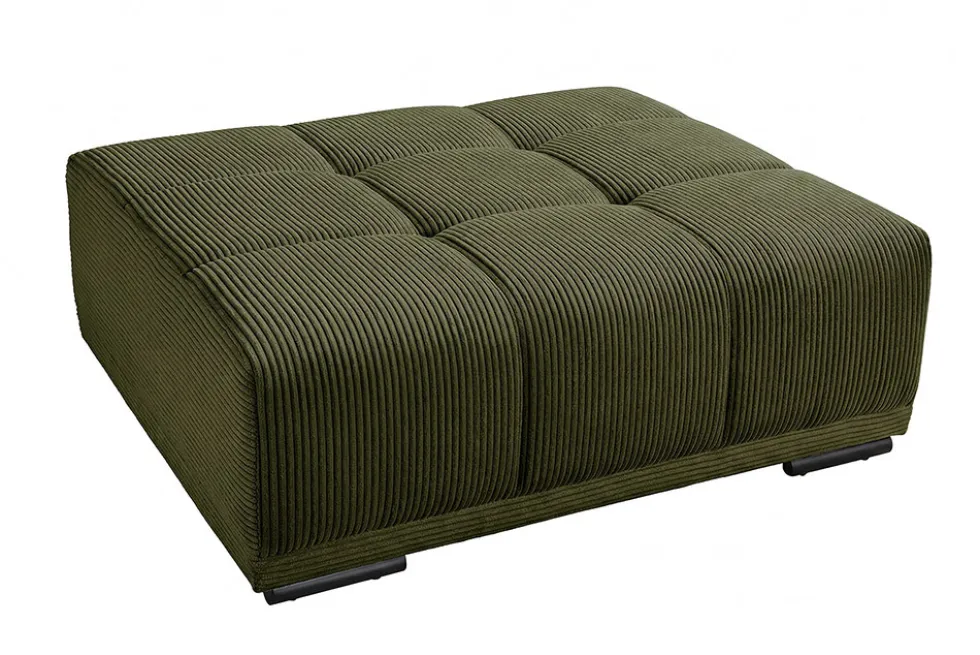 Moderner Hocker ELEGANCIA 110cm grün Cord mit Ziersteppung