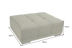 Moderner Hocker ELEGANCIA 110cm grün Cord mit Ziersteppung