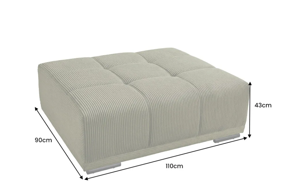 Moderner Hocker ELEGANCIA 110cm grün Cord mit Ziersteppung