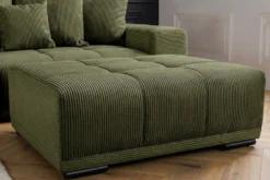 Moderner Hocker ELEGANCIA 110cm grün Cord mit Ziersteppung