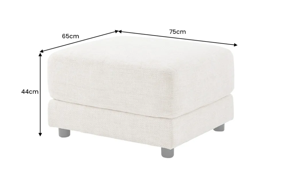 Moderner Hocker LOFT 75cm champagner beige Chenille Nosagfederung Taschenfederkern