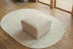 Moderner Hocker LOFT 75cm champagner beige Chenille Nosagfederung Taschenfederkern