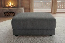 Moderner Hocker LOFT 75cm grau Vogue Velours Samt Nosagfederung Taschenfederkern