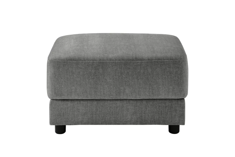 Moderner Hocker LOFT 75cm grau Vogue Velours Samt Nosagfederung Taschenfederkern