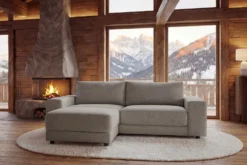 Moderner Hocker LOFT 75cm taupe Vogue Velours Samt Nosagfederung Taschenfederkern