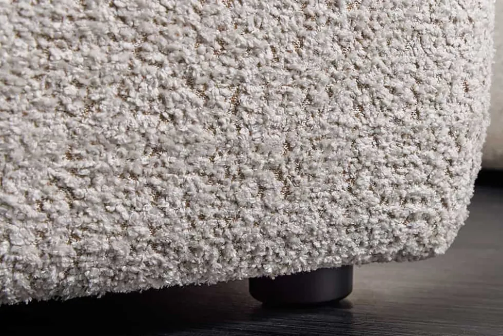 Moderner Hocker ROYAL 120cm champagner beige Bouclé Federkern Sitzhocker