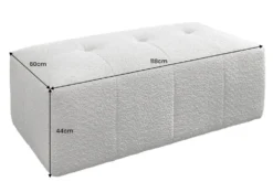 Moderner Hocker ROYAL 120cm greige Veloursstoff Federkern Sitzhocker