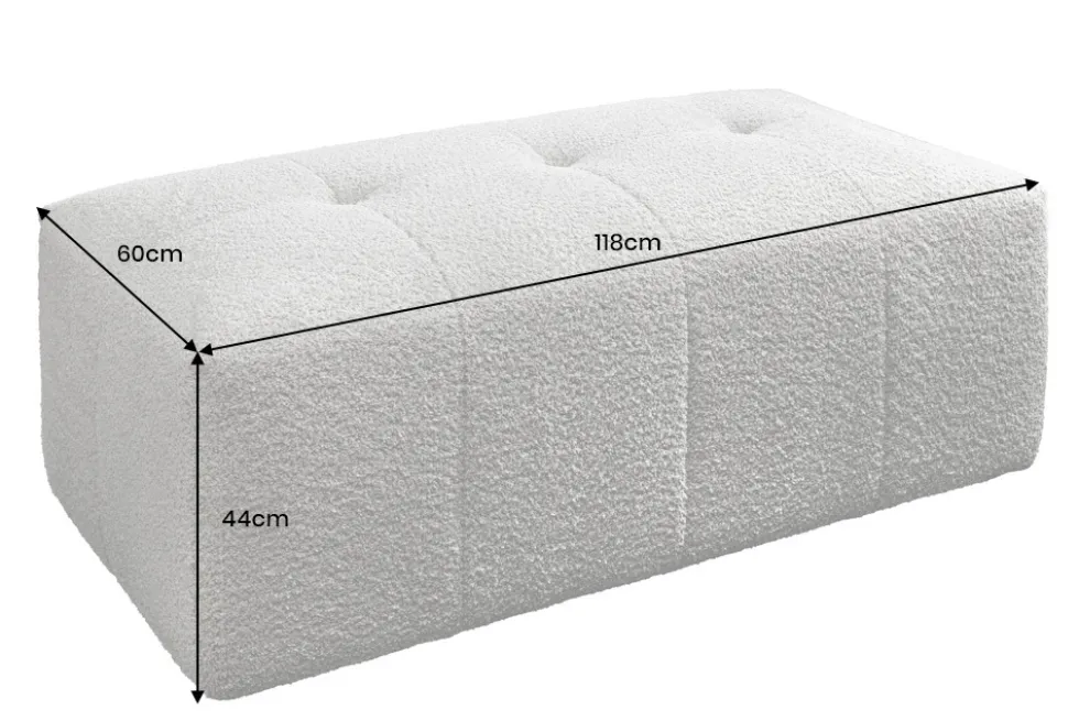 Moderner Hocker ROYAL 120cm greige Veloursstoff Federkern Sitzhocker
