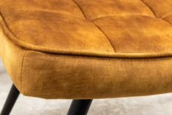Moderner Hocker SCANDINAVIA senfgelb Samt schwarze Metallbeine Fußhocker