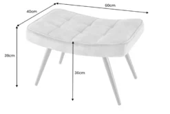 Moderner Hocker SCANDINAVIA senfgelb Samt schwarze Metallbeine Fußhocker