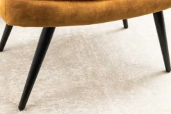 Moderner Hocker SCANDINAVIA senfgelb Samt schwarze Metallbeine Fußhocker