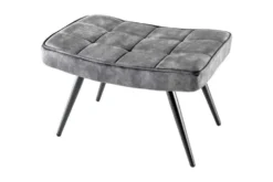 Moderner Hocker SCANDINAVIA grau Samt schwarze Metallbeine Fußhocker