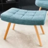 Moderner Hocker SCANDINAVIA blau Strukturstoff Massivholz-Beine Fußhocker