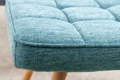 Moderner Hocker SCANDINAVIA blau Strukturstoff Massivholz-Beine Fußhocker