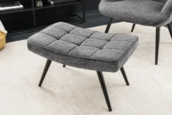 Moderner Hocker SCANDINAVIA grau Strukturstoff Metallbeine Fußhocker