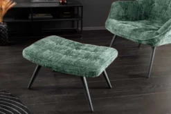 Moderner Hocker SCANDINAVIA grün Chenille Cremona Metallbeine Fußhocker