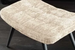 Moderner Hocker SCANDINAVIA champagner Chenille Cremona Metallbeine Fußhocker
