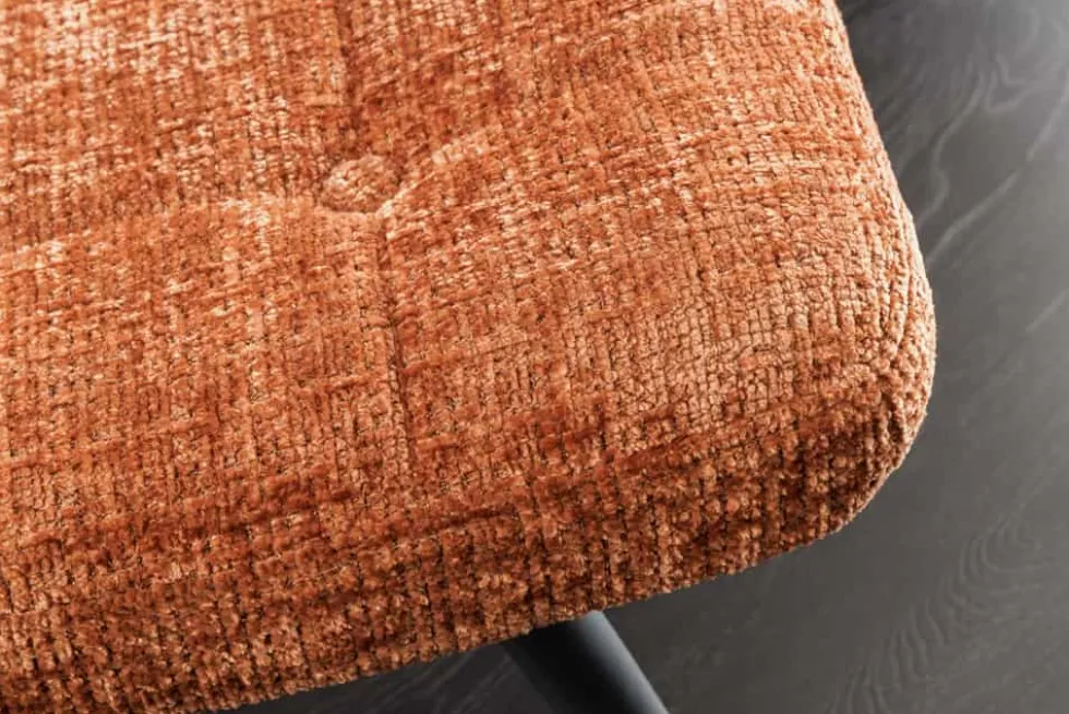 Moderner Hocker SCANDINAVIA rost braun Chenille Cremona Metallbeine Fußhocker