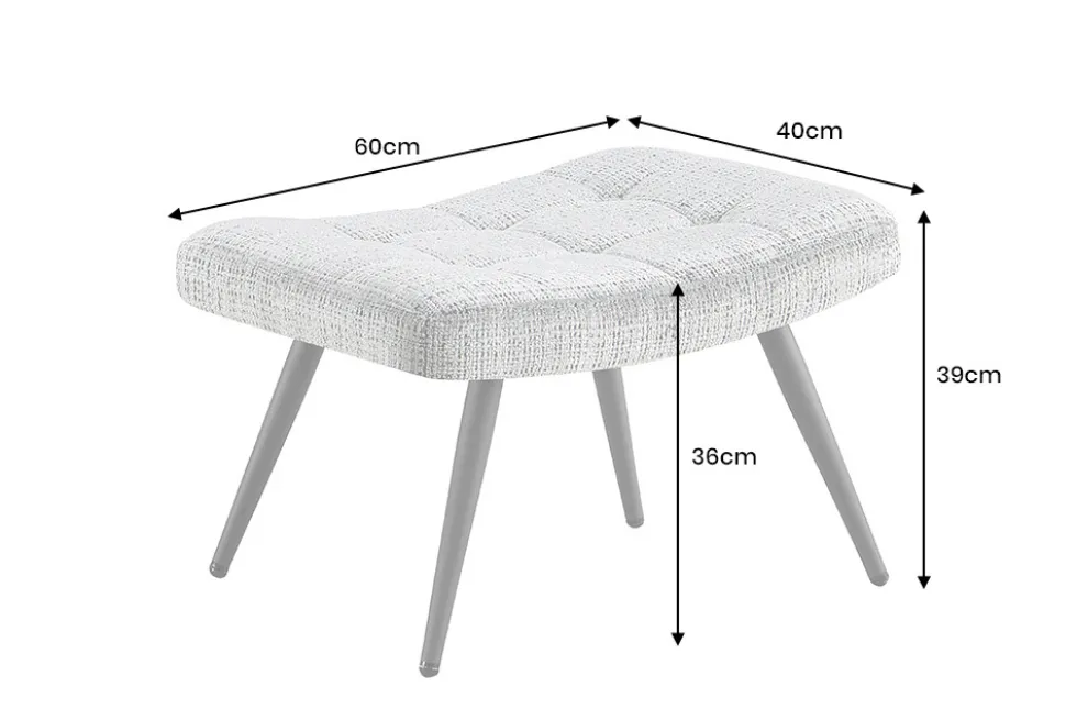 Moderner Hocker SCANDINAVIA rost braun Chenille Cremona Metallbeine Fußhocker