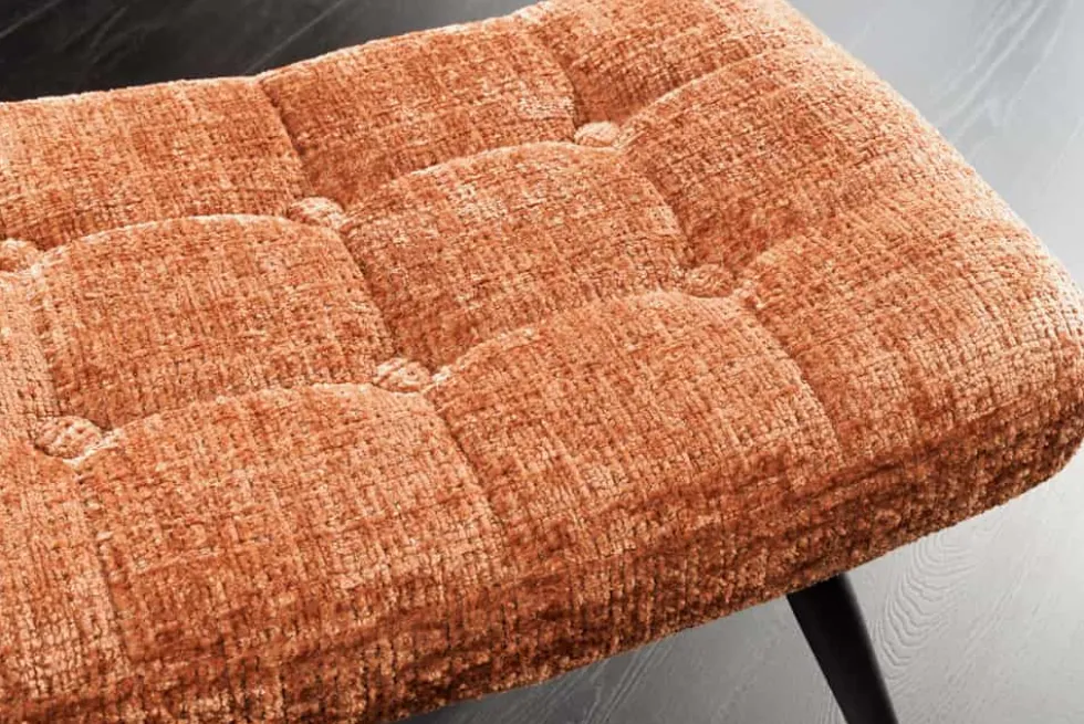Moderner Hocker SCANDINAVIA rost braun Chenille Cremona Metallbeine Fußhocker