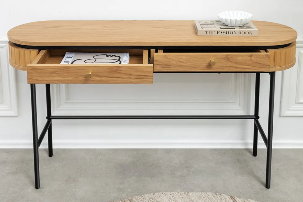 Moderner Konsolentisch ATELIER 120cm natur Eiche schwarz mit Schublade
