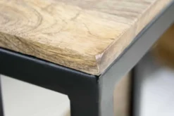 Moderner Laptoptisch CONCIERGE 60cm natur Mangoholz Beistelltisch mit Stauraum Metallgestell