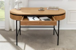 Moderner Schreibtisch ATELIER 120cm natur Eiche Konsolentisch schwarz mit Schublade