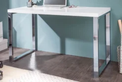 Moderner Schreibtisch WHITE DESK 120cm weiß Hochglanz Bürotisch