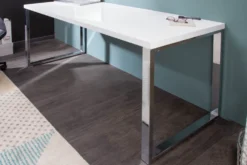 Moderner Schreibtisch WHITE DESK 140cm weiß Hochglanz Bürotisch