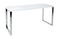 Moderner Schreibtisch WHITE DESK 140cm weiß Hochglanz Bürotisch