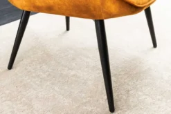 Moderner Sessel SCANDINAVIA senfgelb Samt schwarze Metallbeine mit Armlehnen