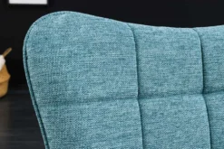 Moderner Sessel SCANDINAVIA blau Strukturstoff Massivholz-Beine mit Armlehnen