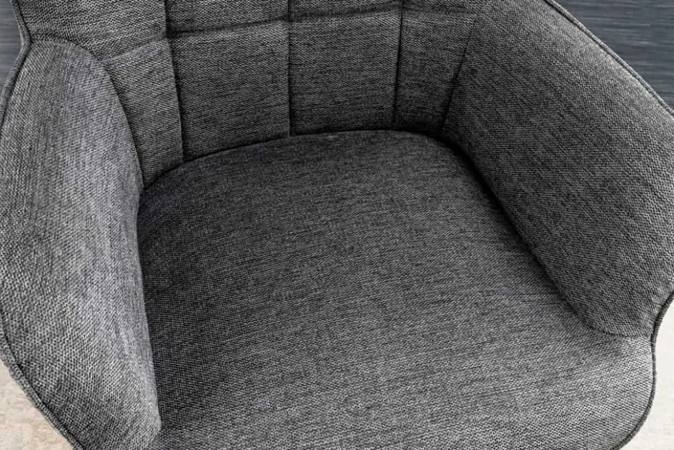 Moderner Sessel SCANDINAVIA grau Strukturstoff schwarze Metallbeine mit Armlehnen