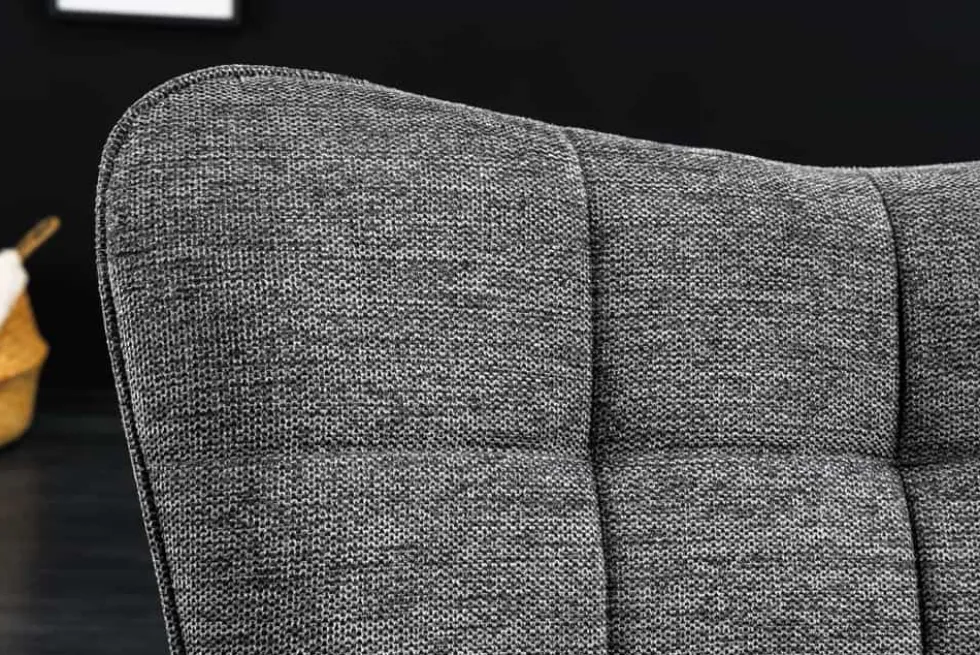 Moderner Sessel SCANDINAVIA grau Strukturstoff schwarze Metallbeine mit Armlehnen