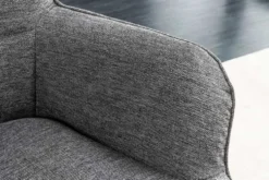 Moderner Sessel SCANDINAVIA grau Strukturstoff schwarze Metallbeine mit Armlehnen